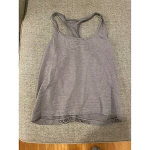 Lululemon Athletica Women's Striped Tank Top Size 12 Gray Athleisure Racerback
